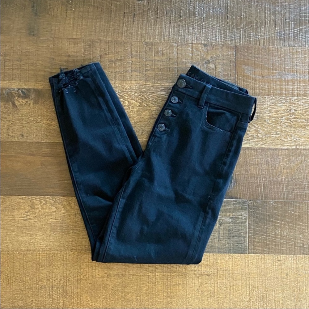 women’s curvy high rise black american eagle dream jeans